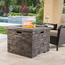 Stonecrest Patio Furniture ~ Outdoor Propane (Gas) Fire Pit(Table) 40,000BTU (Grey Stone/Square)