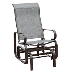 HollyHOME Outdoor Patio Rocker Chair, Balcony Glider Rocking Lounge Chair, All Weatherproof, Grey