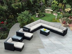 Ohana 14-Piece Outdoor Wicker Patio Furniture Sectional Conversation Set  with Weather Resistant ...