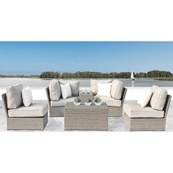 Chelsea Grey Wicker 6-piece Conversation Sofa Set by Living Source International (6-piece Conver ...