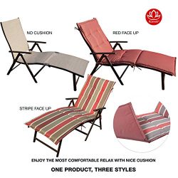 Kozyard Cozy Aluminum Beach Yard Pool Folding Reclining Chaise Lounge Chair (Beige with Red Cushion)