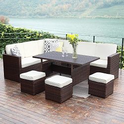 10PCS Patio Sectional Furniture Set,Wisteria Lane Outdoor Conversation Sofa Set All-Weather Wick ...