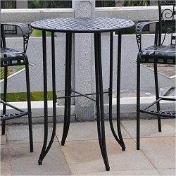 Pemberly Row Iron Antique Black Bar-height Patio Bar Table