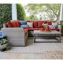 Leisure Made Forsyth 5 Piece Outdoor Sectional, Red Fabric