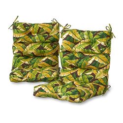 Greendale Home Fashions Outdoor High Back Chair Cushion (set of 2), Palm Green