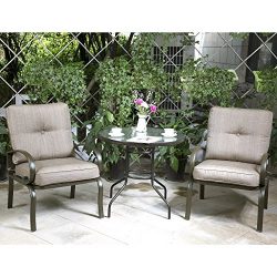 Cloud Mountain Bistro Table Set Outdoor Bistro Set Patio Furniture Set Wrought Iron Bistro Set T ...