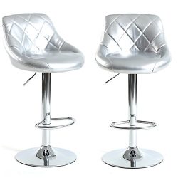 Magshion 2017 Model Bar Stool Chair Dining Counter Bar Pub- Set of 2 (Silver)