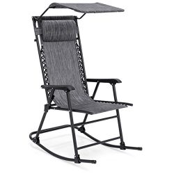 Best Choice Products Foldable Zero Gravity Rocking Patio Recliner Chair w/ Sunshade Canopy ̵ ...