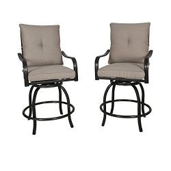 Ulax Furniture Outdoor 2-Piece Counter Height Swivel Bar Stools High Patio Dining Chair Set