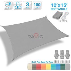 Patio Paradise 10′ x 15′ Light Grey Sun Shade Sail Rectangle Square Canopy – P ...