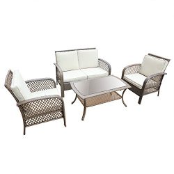 California Patio 4 Piece Wicker Conversation Set