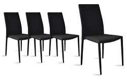 Dining Room Chairs Set of 4, Fabric Chair for Living Room 4 Pieces (Black)