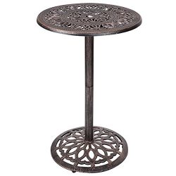 Costway Cast Aluminum Bar Table 41” Vintage Round Outdoor Patio Bistro Table