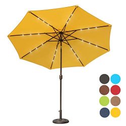 Sundale Outdoor 10 ft Solar Powered 24 LED Lighted Patio Umbrella Table Market Umbrella with Cra ...