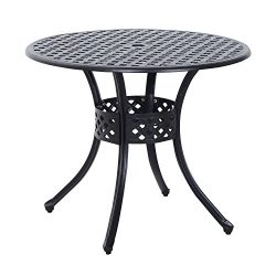 Outsunny Round Cast Aluminum Outdoor Dining Table – Black