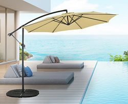 SHORFUNE 10 Ft Patio Umbrella with Crank, UV Resistant and Water Resistant, 100% Polyester, Air  ...