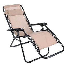 Hindom Foldable Zero Gravity Lounge Patio Chairs Outdoor Yard Beach New Chaise Chair with Durabl ...