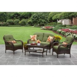 Better Homes and Gardens Azalea Ridge 4-Piece Patio Conversation Set – Green