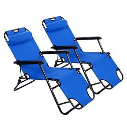 Yuebo Chaise Lounge Chair Outdoor Patio Folding Recliner Portable Camping Sleeping Cot with Adju ...