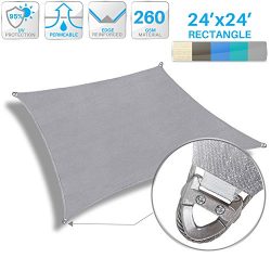 Patio Large Sun Shade Sail 24′ x 24′ Rectangle Heavy Duty Strengthen Durable Outdoor ...