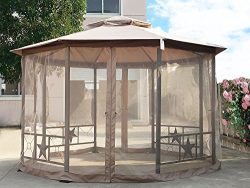 Cloud Mountain Garden Gazebo Polyester Fabric 12′ x 12′ Patio Backyard Double Roof V ...