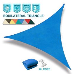 SoLGear 12’x12’x12′ Triangle Blue UV Block Sun Shade Sail Perfect for Patio Ou ...