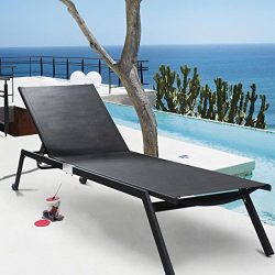Tangkula Adjustable Chaise Lounge Outdoor Patio Pool Armless Lounge Chair Black