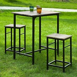 Haotian Sling High Bistro Set ,Home Kitchen Outdoor Garden Bar Set,Patio Furniture, Dining Set ( ...