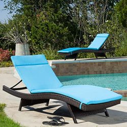 Soleil Outdoor Water Resistant Chaise Lounge Cushion (Blue)