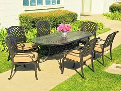 Nevada 7-Piece Cast Aluminum Patio Dining Set, 6 Stationary Chairs