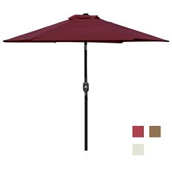 Blissun 7.5 ft Outdoor Market Patio Umbrella with Push Button Tilt and Crank (Red)