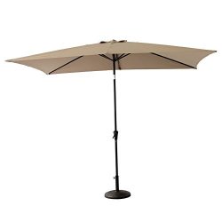 FLAME&SHADE 6ft 6in x 10 ft Rectangular Outdoor Market Patio Umbrella Parasol with Crank Lif ...