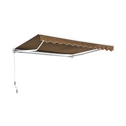 Outsunny 8’ Exterior Manual Window Awning Sun Rain Shade Cover – Coffee