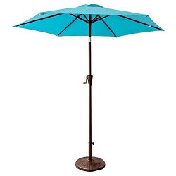 FLAME&SHADE 7’5 Round Patio Outdoor Market Umbrella with Crank Lift, Push Button Tilt, ...