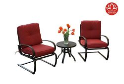 Kozyard Susan 3 PCs Patio Bistro Set Outdoor Furniture for Patio, Garden, and Yard with Cushione ...