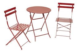 Cosco 3-Piece Folding Bistro-Style Patio Table and Chairs Set, Red