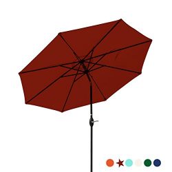 Masvis Patio Umbrella 9 Ft Aluminum Outdoor Table Market Umbrellas With Push Button Tilt and Cra ...