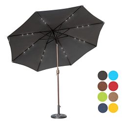 Sundale Outdoor 10 ft Solar Powered 24 LED Lighted Patio Umbrella Table Market Umbrella with Cra ...