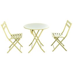 Giantex 3 PC Folding Bistro-Style Patio Table and Chair Set Outdoor Patio Garden Pool Backyard F ...