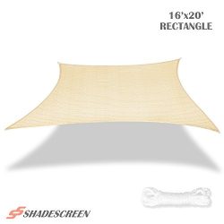 Shade Screen 16′ x 20′ Sun Shade Sail for Patio Backyard Deck UV Block Fabric – ...