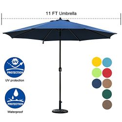 Sundale Outdoor 11 ft Aluminum Patio Umbrella Table Market Umbrella with Crank and Push Button T ...