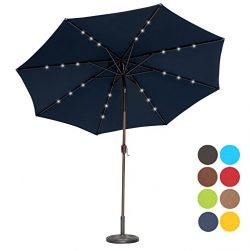 Sundale Outdoor 10 ft Solar Powered 24 LED Lighted Patio Umbrella Table Market Umbrella with Cra ...