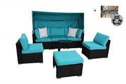 Outdoor Rattan Wicker Sofa Set Garden Patio Furniture Cushioned Sectional Conversation Sets with ...