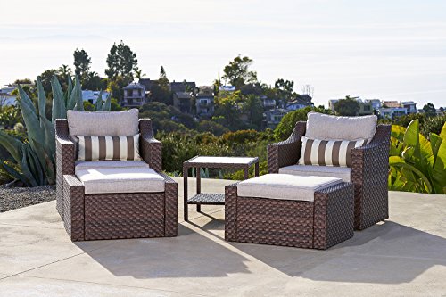 Solaura Outdoor 5-Piece Lounge Chair & Ottoman Furniture ...