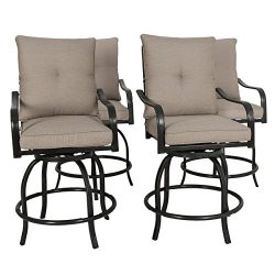 Ulax furniture Outdoor 4-Piece Counter Height Swivel Bar Stools High Patio Dining Chair Set