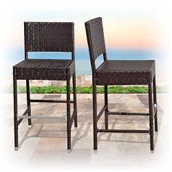 BenefitUSA Outdoor Wicker BarStool Patio Furniture All Weather Dining Chairs Bar Stool, Dark Cof ...