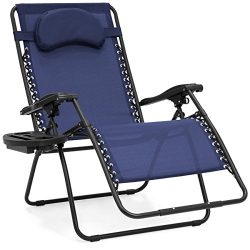 Best Choice Products Oversized Zero Gravity Outdoor Reclining Lounge Patio Chair w/Cup Holder &# ...