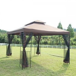 FDW 12’X 10′ Outdoor Gazebo Steel frame Vented Gazebo w/Netting