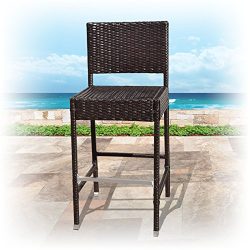 BenefitUSA Outdoor Wicker BarStool Patio Furniture All Weather Dining Chairs Bar Stool, Dark Cof ...