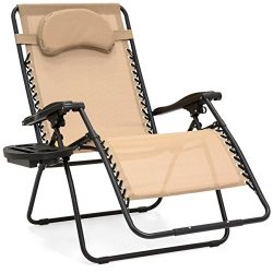 Best Choice Products Oversized Zero Gravity Outdoor Reclining Lounge Patio Chair w/Cup Holder &# ...